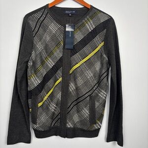 NWT Jones New York Signature Woman Hidden Front Zip Plaid Cardigan  Large.